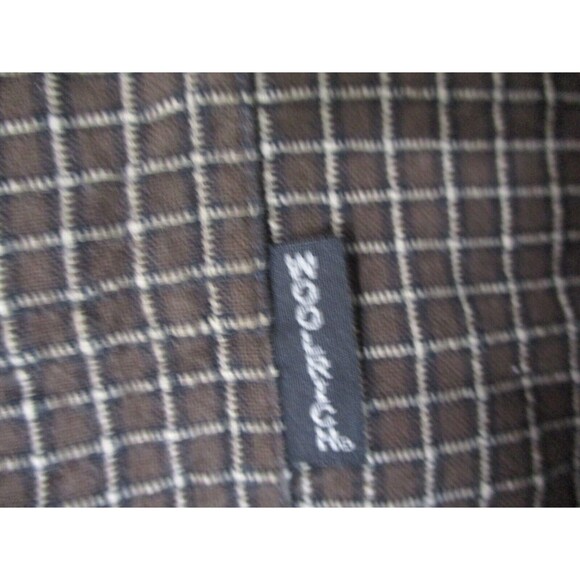 Woolrich Mens XL Shirt Button Up Logo Pocket Long Sleeve Brown White Cotton - Picture 7 of 11